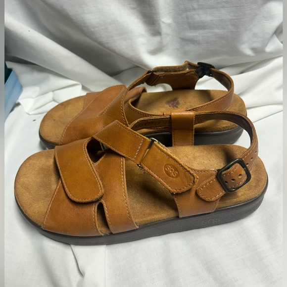 SAS Shoes - SAS Huggy Sandals Caramel Brown Leather Tripad Comfort Womens Size US 8.5 M